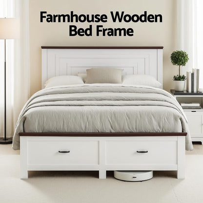 Double Bed Frame Set White 197x143x108cm