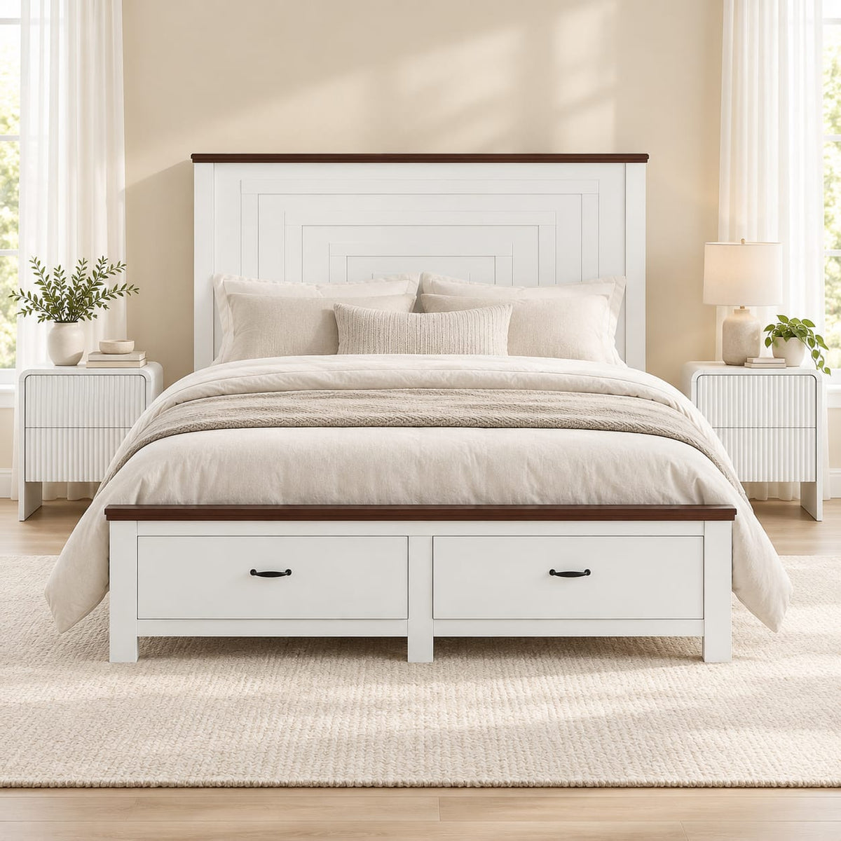 Queen Wooden Bed Frame Set 212x159x108cm