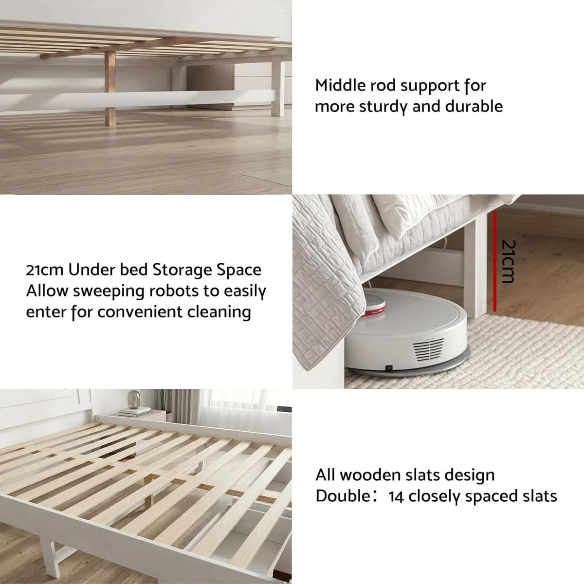 Queen Wooden Bed Frame Set 212x159x108cm