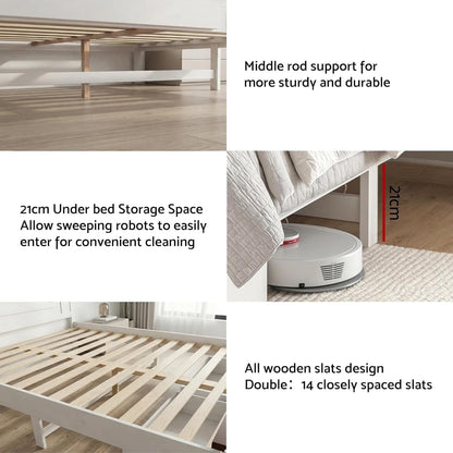 Queen Wooden Bed Frame Set 212x159x108cm