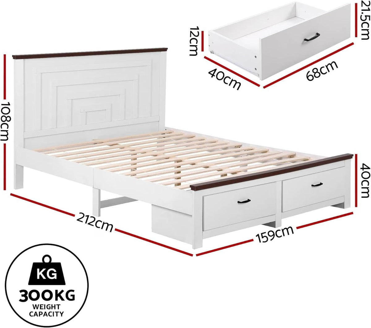 Queen Wooden Bed Frame Set 212x159x108cm