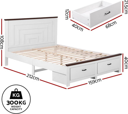 Queen Wooden Bed Frame Set 212x159x108cm