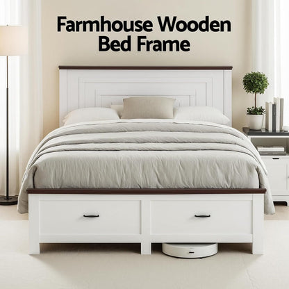 Queen Wooden Bed Frame Set 212x159x108cm