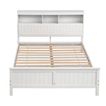 Queen Bed Frame Storage Headboard Pine White | HomeAndLiving