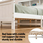Queen Bed Frame Storage Headboard Pine White | HomeAndLiving
