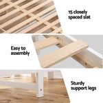 Queen Bed Frame Storage Headboard Pine White | HomeAndLiving