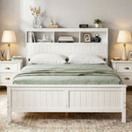 Queen Bed Frame Storage Headboard Pine White | HomeAndLiving