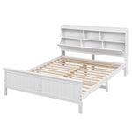 Queen Bed Frame Storage Headboard Pine White | HomeAndLiving