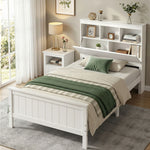 Single Bed Frame Storage Headboard Pine White | HomeAndLivin