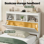 Single Bed Frame Storage Headboard Pine White | HomeAndLivin
