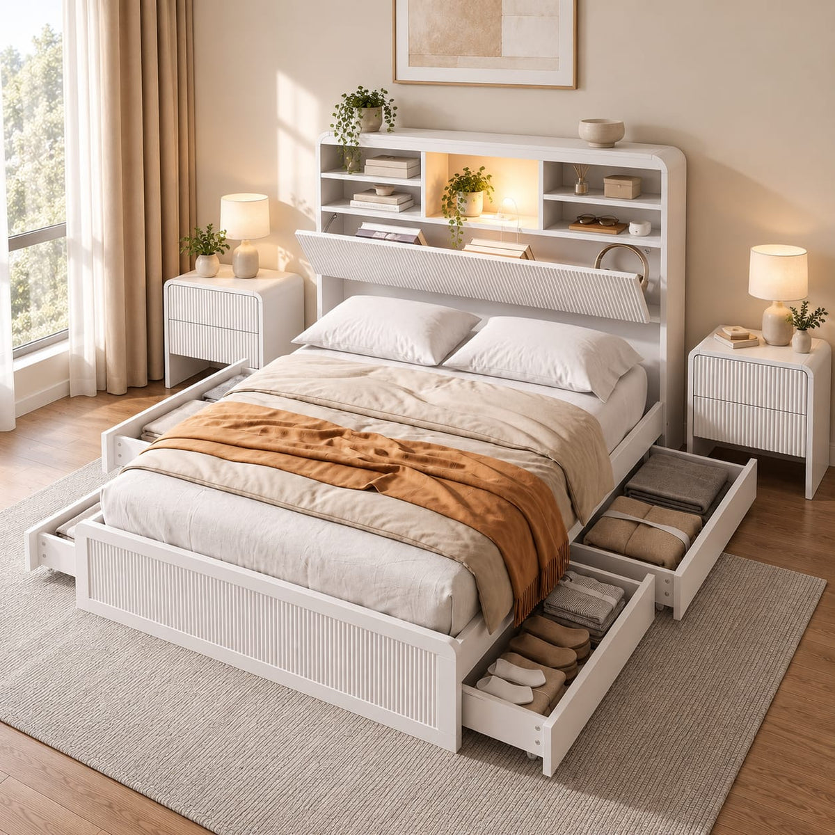King Single Bed Frame Storage 101x40x15cm