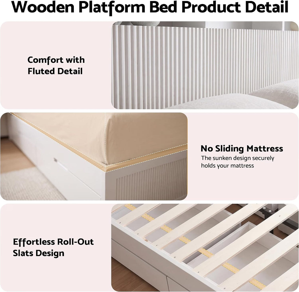 King Single Bed Frame Storage 101x40x15cm