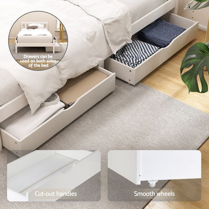 Bed Frame King Single Size Wooden Platform With 2 Storage Drawers - 3