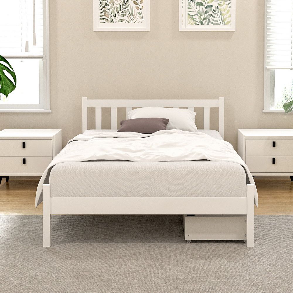 Bed Frame King Single Size Wooden Platform With 2 Storage Drawers - 7
