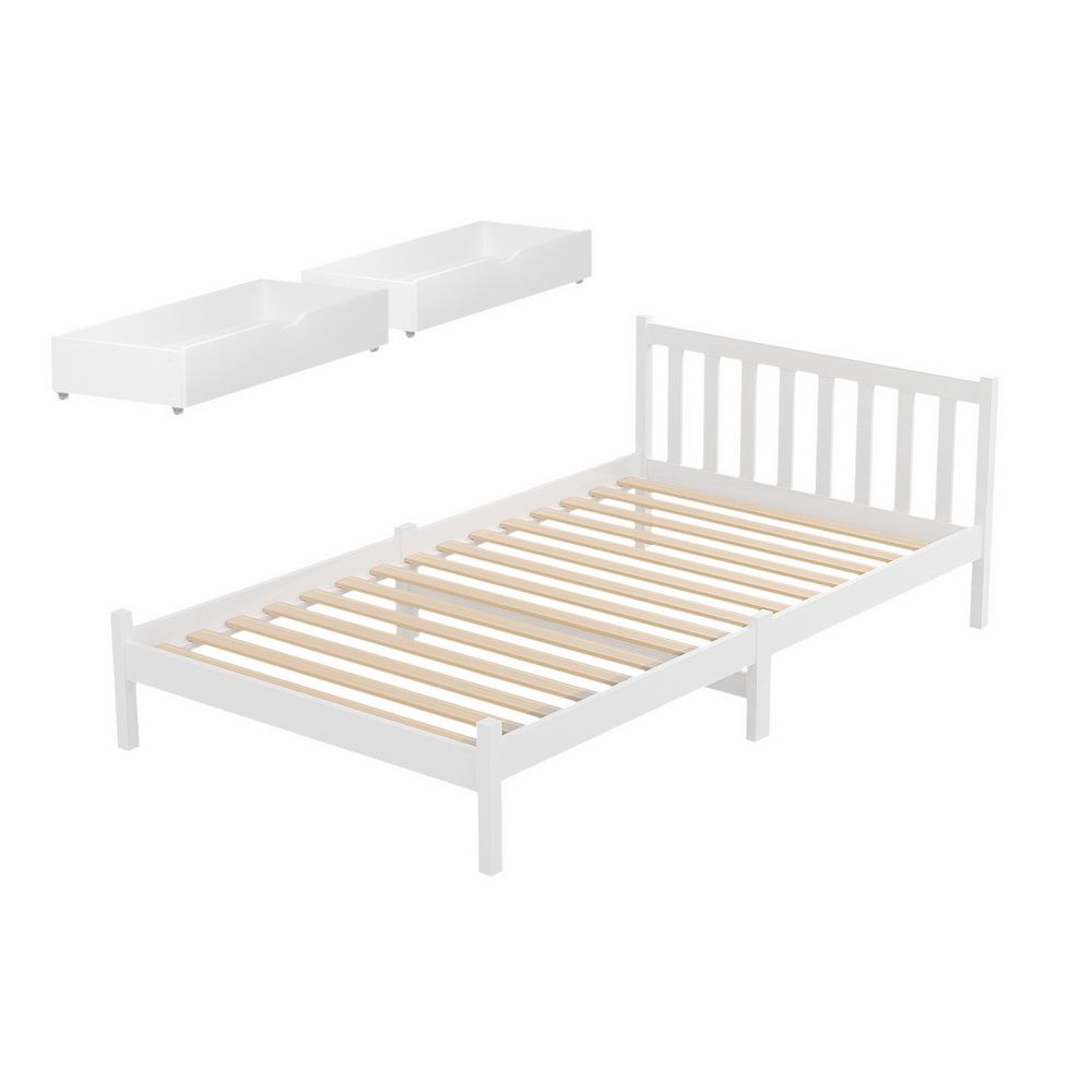 Bed Frame King Single Size Wooden Platform With 2 Storage Drawers - 8