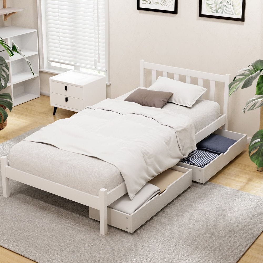 Single Bed Frame With Storage 198x98x69cm
