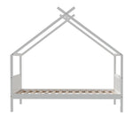 Bed Frame Wooden Base Kids Single Timber House  with 2 Storage Drawers Beds White