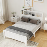 Bed Frame Double Size Wooden With 3 Shelves Bed Head White