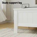 Bed Frame Double Size Wooden With 3 Shelves Bed Head White