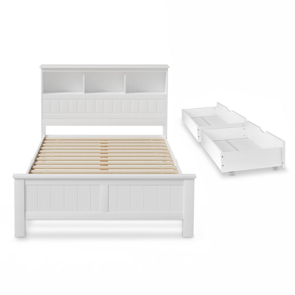 Double Bed Frame Wooden White 212x150x115cm
