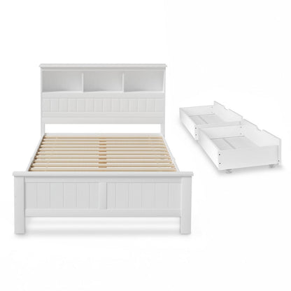 Double Bed Frame Wooden White 212x150x115cm