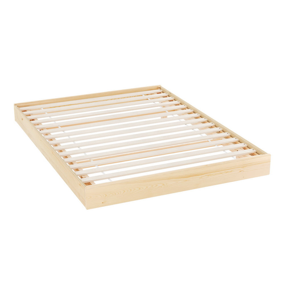 Bed Frame Double Size Floating Wooden Platform Timber