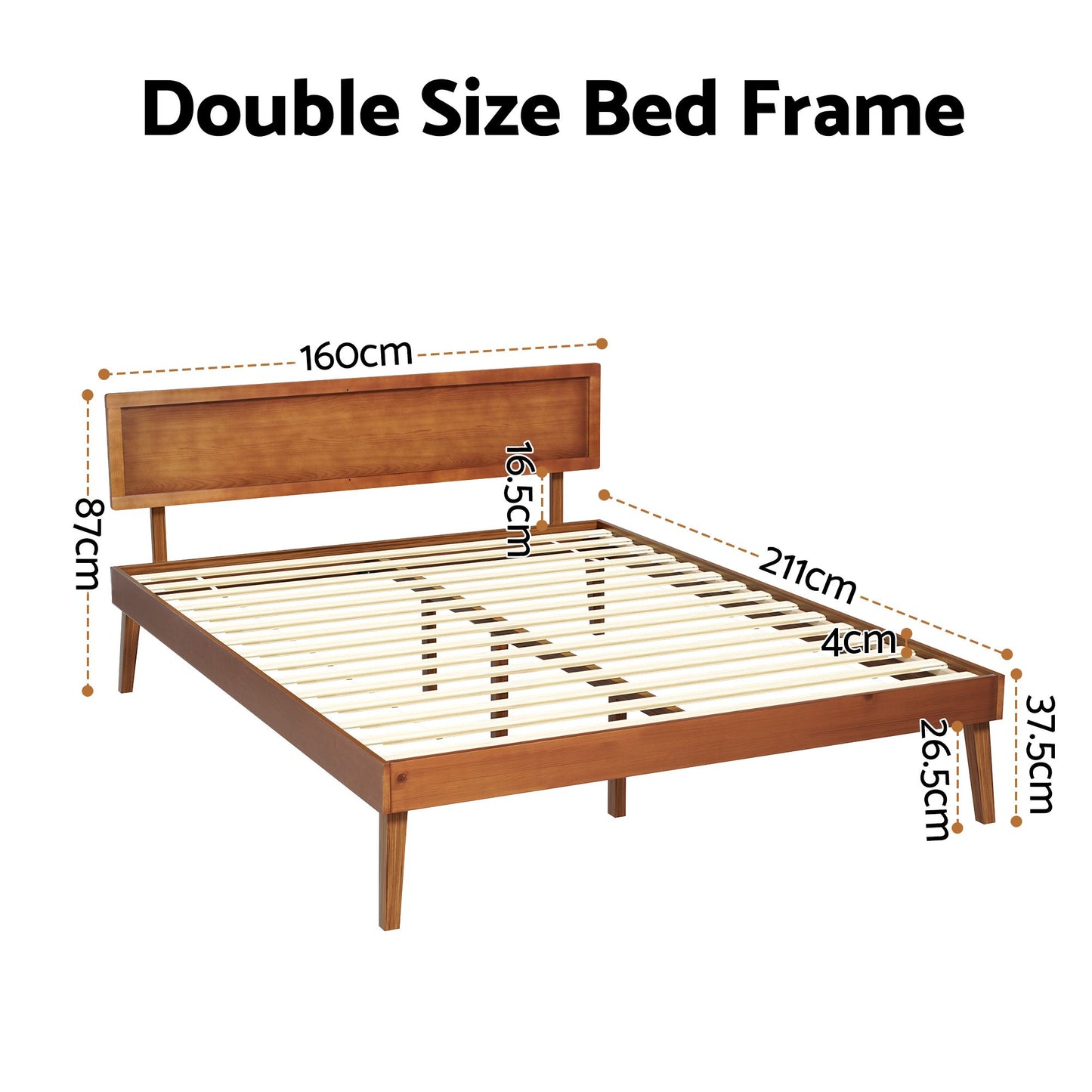 Queen Size Wooden Bed Frame - Splay