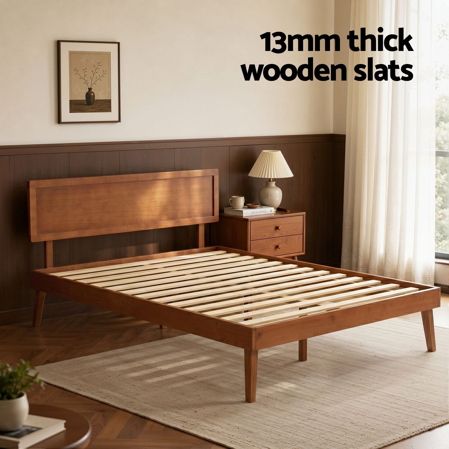 Queen Size Wooden Bed Frame - Splay