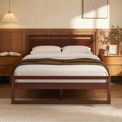 Bed Frame King Single/Double/Queen Size Wooden Walnut