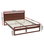 Bed Frame King Single/Double/Queen Size Wooden Walnut