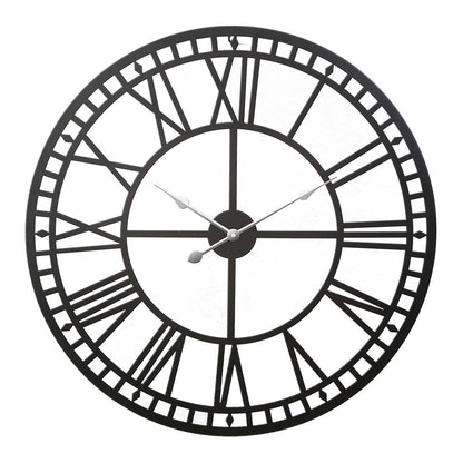 80Cm Wall Clock Large Roman Numerals Metal Black