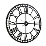 80Cm Wall Clock Large Roman Numerals Metal Black