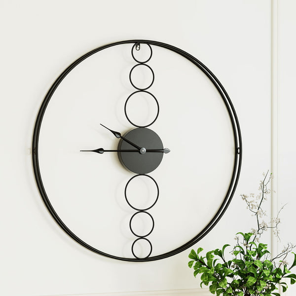  75cm Wall Clock Large No Numeral Round Black