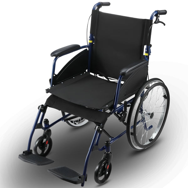  20in Self-Propelled Foldable Steel Wheelchair Lightweight Portable Mobility Aid