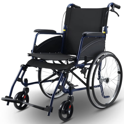 20in Self-Propelled Foldable Steel Wheelchair Lightweight Portable Mobility Aid