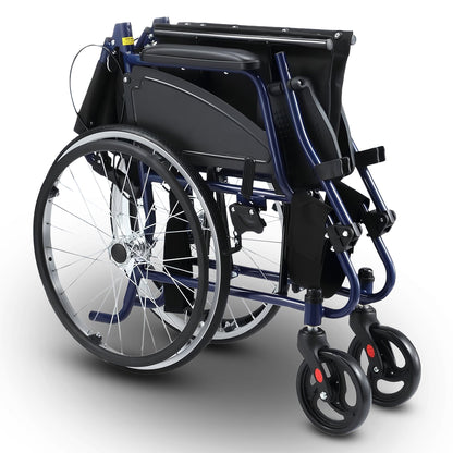 20in Self-Propelled Foldable Steel Wheelchair Lightweight Portable Mobility Aid