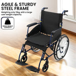 20in Self-Propelled Foldable Steel Wheelchair Lightweight Portable Mobility Aid