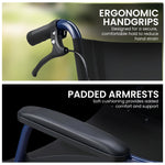 20in Self-Propelled Foldable Steel Wheelchair Lightweight Portable Mobility Aid