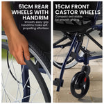 20in Self-Propelled Foldable Steel Wheelchair Lightweight Portable Mobility Aid