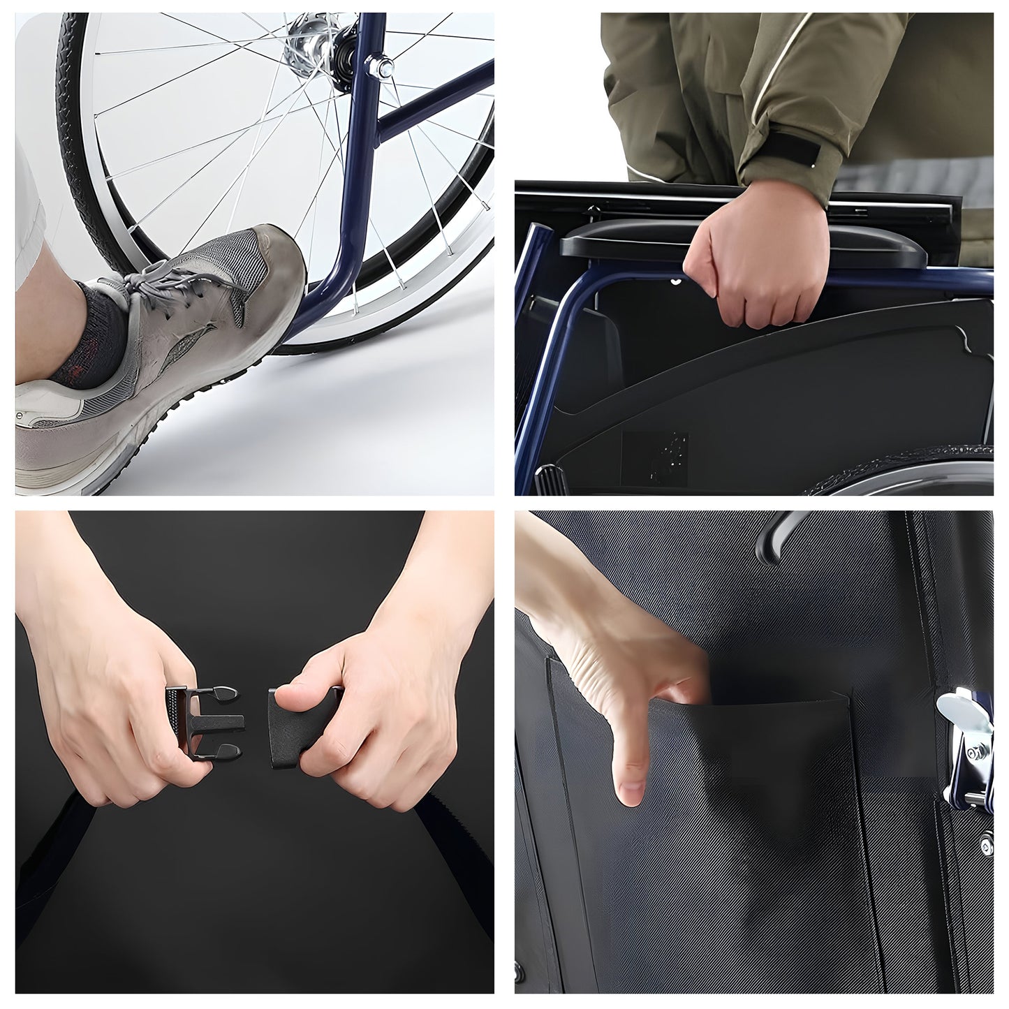 20in Self-Propelled Foldable Steel Wheelchair Lightweight Portable Mobility Aid