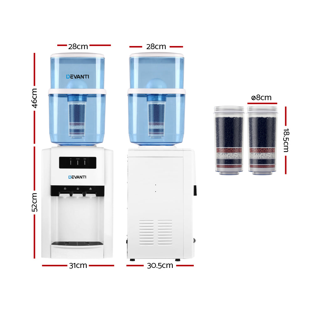 Water Cooler Dispenser Bench Top 22L W/2 Filter