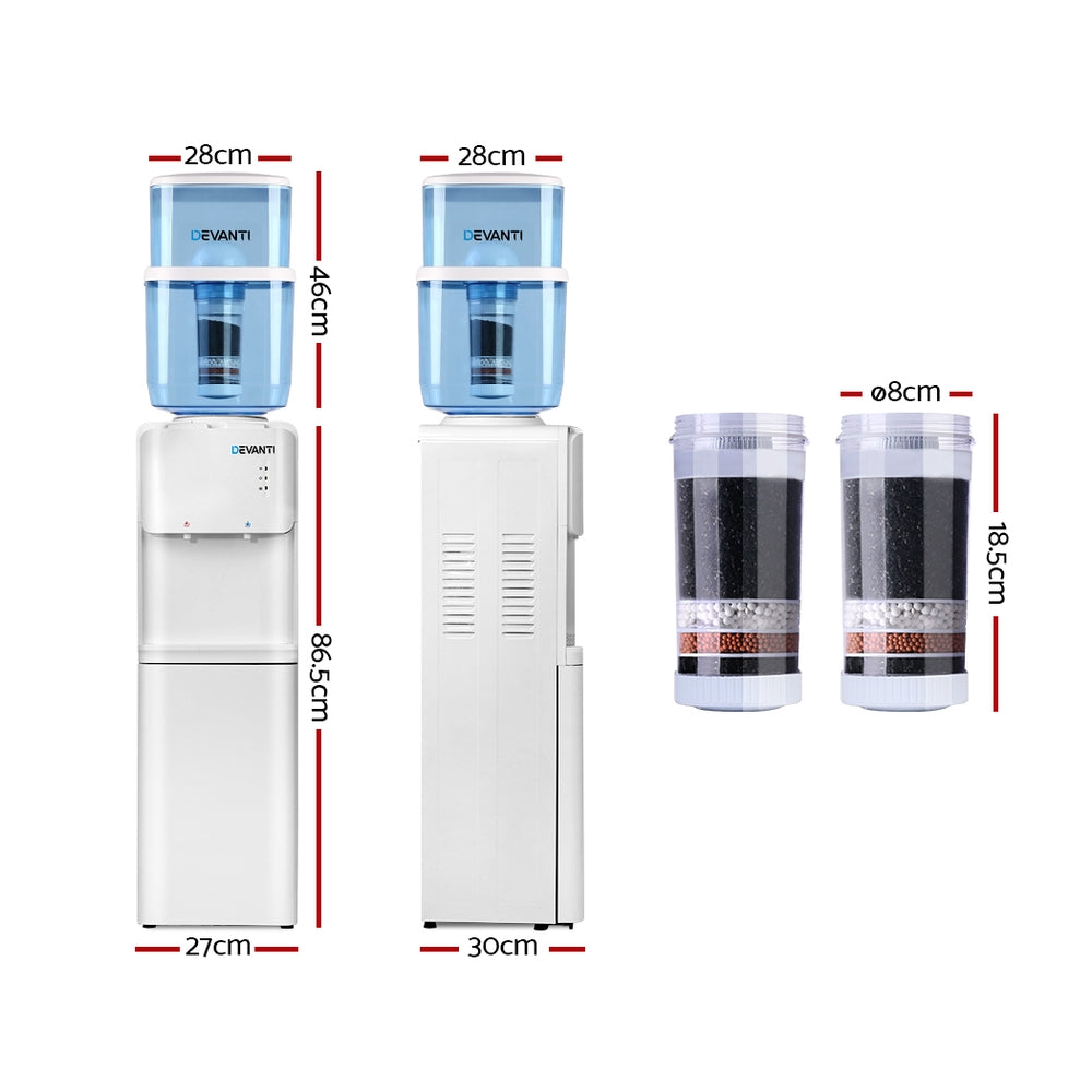 Water Cooler Dispenser Stand 22L Bottle White W/2 Filter