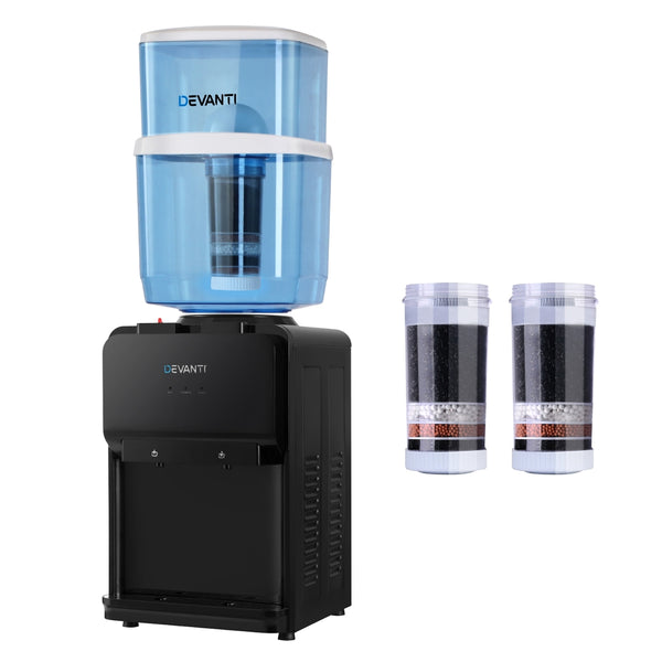  Devanti Water Cooler Dispenser 22L Bench Top Chiller Purifier Filter Hot Cold Black