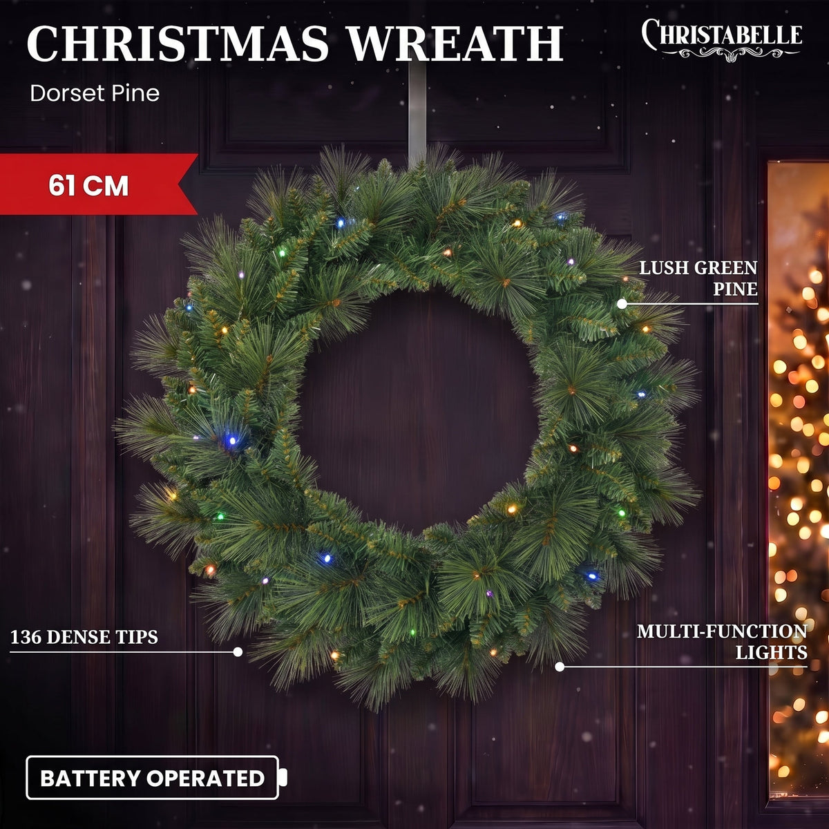 Christmas Wreath Pre Lit Pine