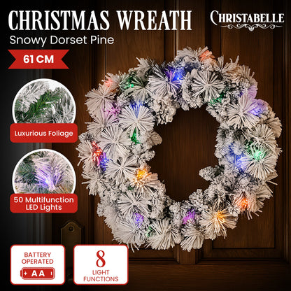 Snowy Christmas Wreath 61cm