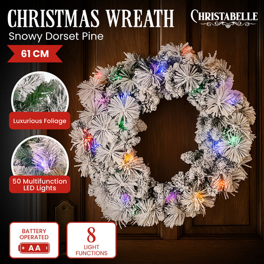 Snowy Christmas Wreath 61cm