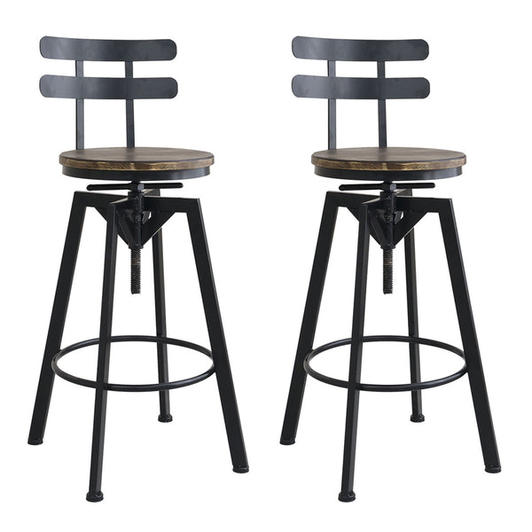  Ergonomic 2x Bar Stool Industrial Adjustable  High Back Support