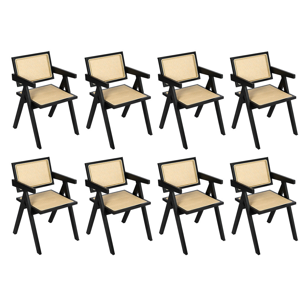 Elegant 8x Black Wicker Armchair Dining Chair  Adjustable Height