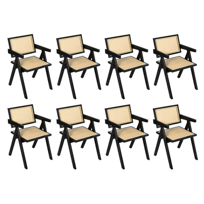 Elegant 8x Black Wicker Armchair Dining Chair  Adjustable Height