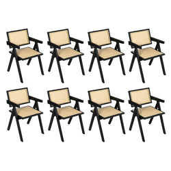 Elegant 8x Black Wicker Armchair Dining Chair  Adjustable Height